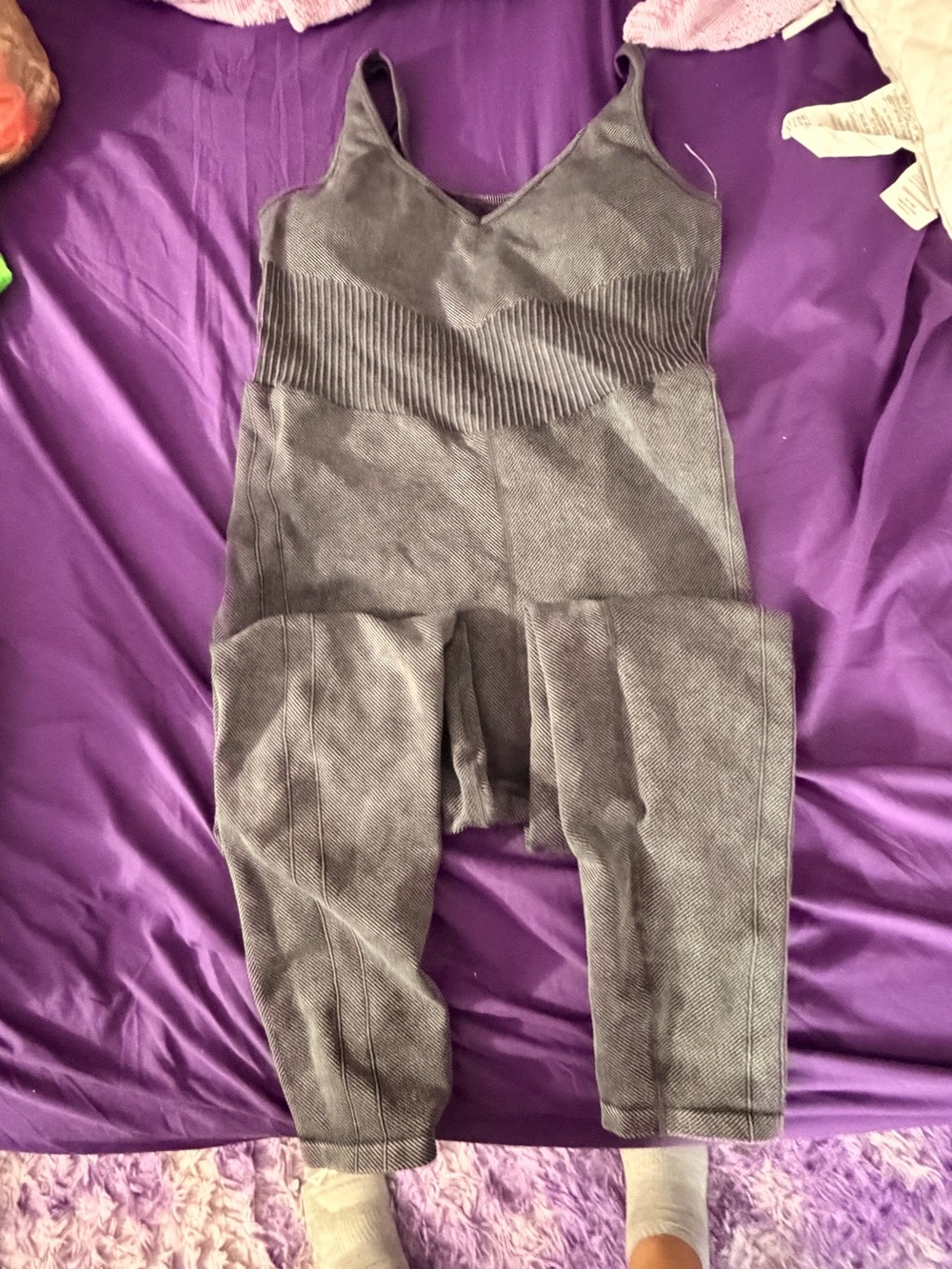 Gray Seamless Textured Jumpsuit